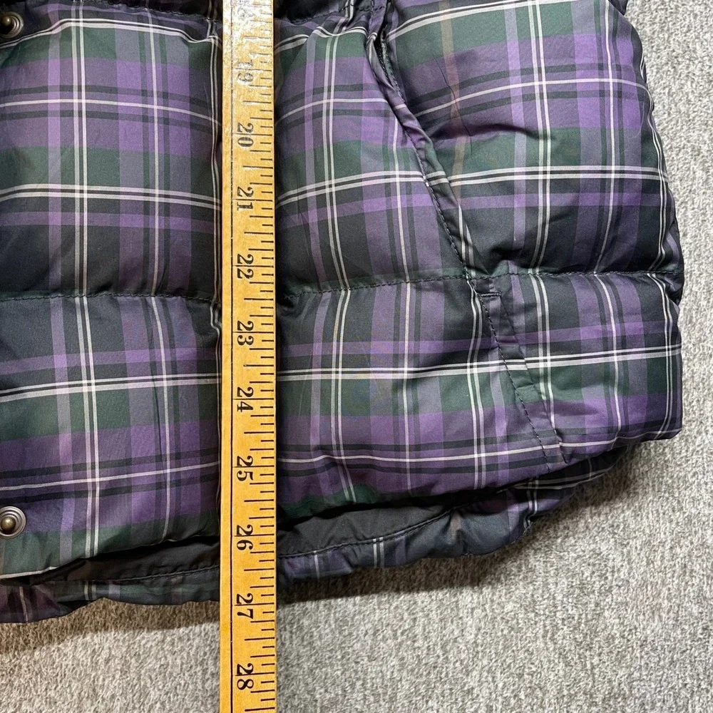 Eddie Bauer‎ Purple Plaid Goose Down Puffer Vest Womens Tall Large Quilted